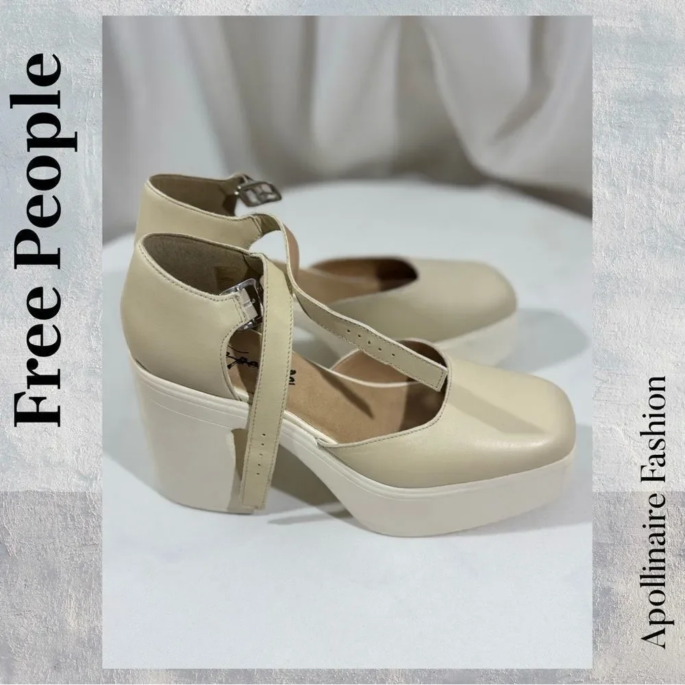 Free People Gwen Mary Jane Platform Heels in Moonlight Size 40 New or 10 US